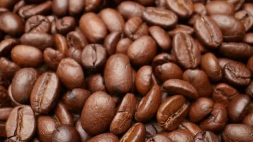 Close-up, Smooth Moving Roasted Coffee Beans