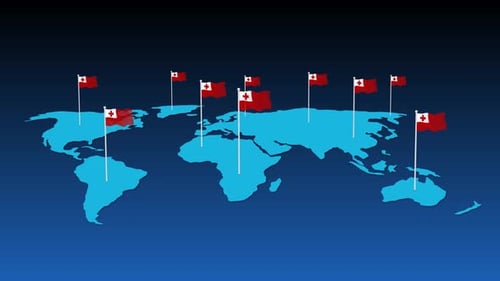 Tonga Nationalflagge Fly On Earth Kartenanimation
