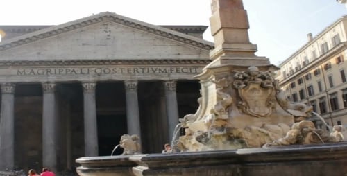 Pantheon in Rome, Italy with Fountain