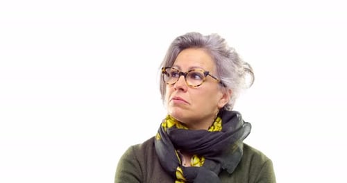 Beautiful White Hair Adult Senior Woman with Sunglasses Sick and Tired to Wait Woman Annoyed Looking