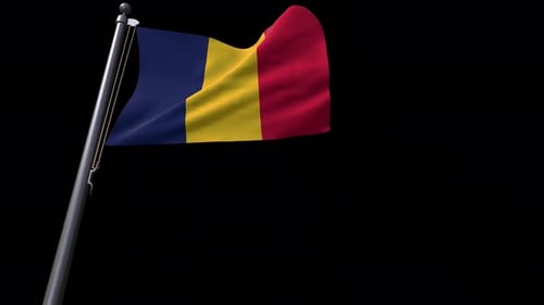 Realistic 3D Romanian National Flag Waving Animation