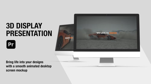 3D Desktop Screen Mockup for Premiere Pro | Animated Display Presentation, 3840 Pixels