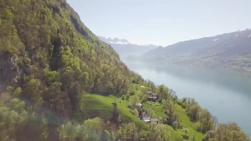 The village is located in Switzerland and is on the lake of Walen.