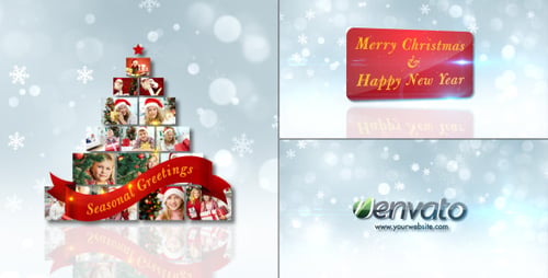 Animated Christmas Tree Photo Gallery with Festive Greetings Message