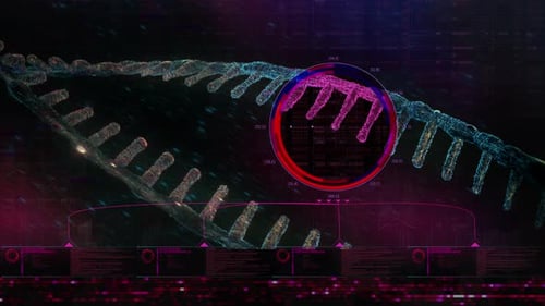 Animated Futuristic DNA Scan with Digital HUD Interface