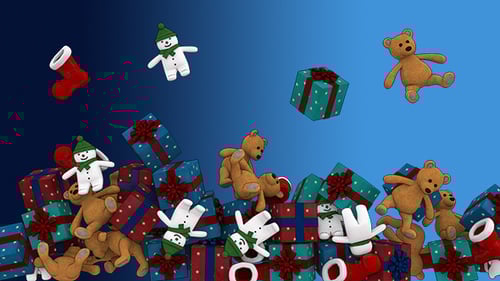 Falling Christmas Gifts and Toys Festive Background Animation