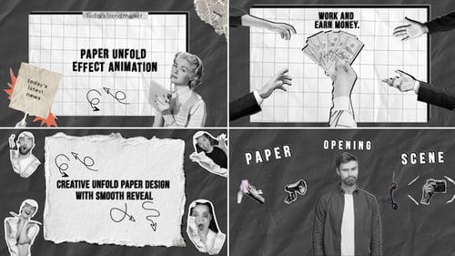 Crumpled Paper Unfold Animations for Title and Media Reveals