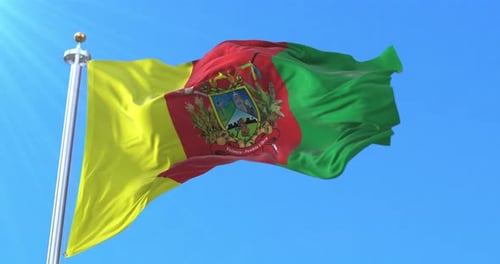 Realistic Flag Waving Animation on Clear Blue Sky