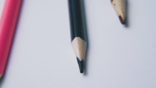 Close Up of Colorful Pencils on White Surface