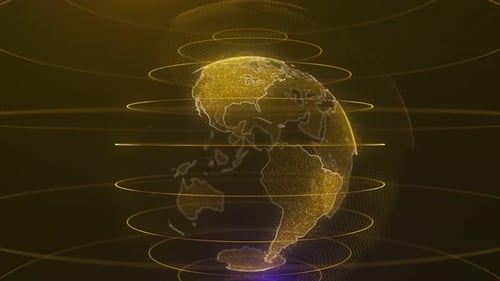 Futuristic Digital Earth Global Network Particle Rotation