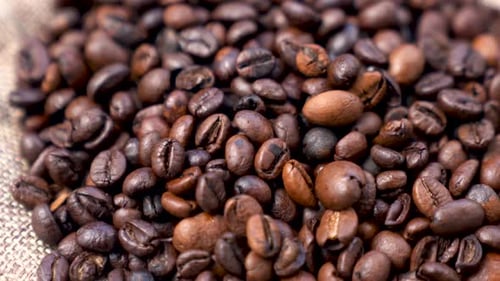 Pile of Roasted Coffee Beans Close Up