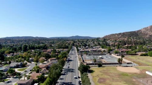 Aerial View of Small City Poway in Suburb of San Diego County