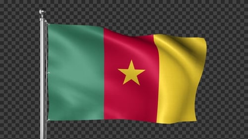 Realistic Cameroon National Flag Waving Animation with Alpha