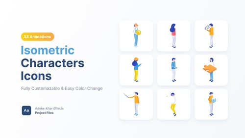 Modern Animated Isometric People Icons Pack