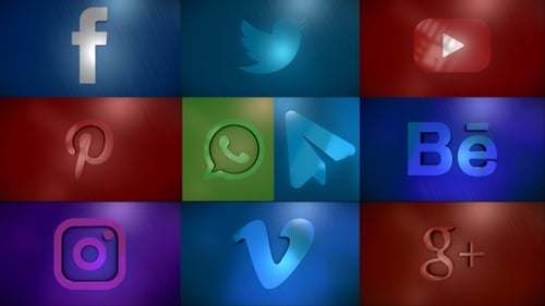 Shiny 3D Social Media Icons Logo Reveal Pack