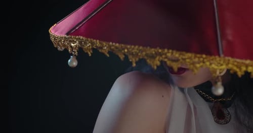 Glamorous Woman Posing with Dramatic Makeup