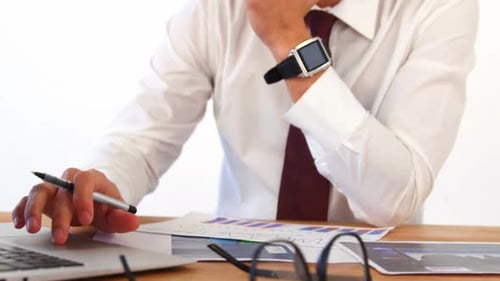 Focused Man Working in an Office