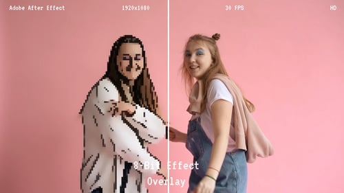 8-Bit Pixelation Retro Video Effect Overlay