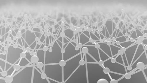 dynamic background of randomly moving geometric objects in space performed in gray tones