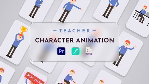 Customizable Flat Design Animated Teacher Character Pack