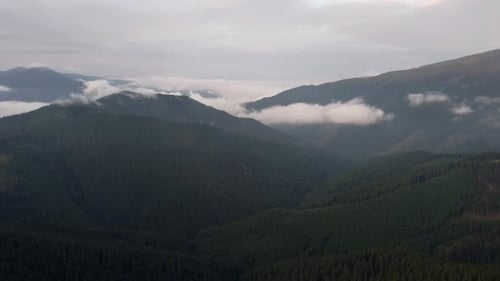 Mountains With Fog Aerial View