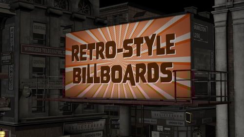 Animated Retro Billboard Titles with Sunburst Backgrounds
