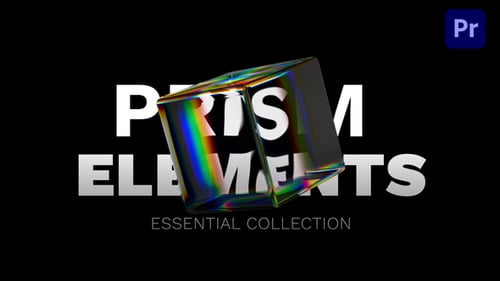 Iridescent Glass 3D Shapes Pack – Prism Refraction Chromatic Aberration Elements | Premiere Pro MOGR