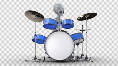 3D Animated Alien Playing Drums Music Performance