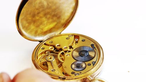 Close Up View of Golden Watch Gears