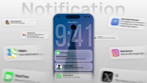 Modern Mobile Notification UI Animation Template