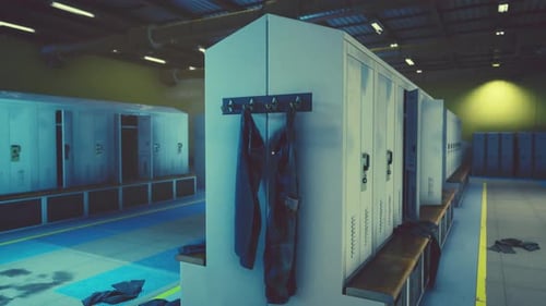 Vestuario vacío en una antigua fábrica