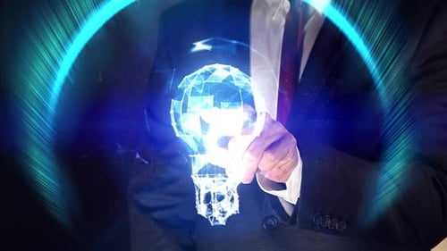 Businessman Presents Holographic Lightbulb Concept