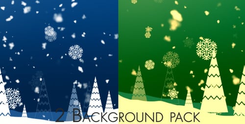 Animated Winter Snowfall Background with Stylized Pine Trees