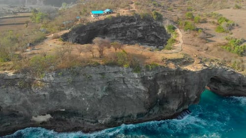 Aerial Shot of the Broken Beach Famous Tourist Place on the Nusa Penida Island, Indonesia