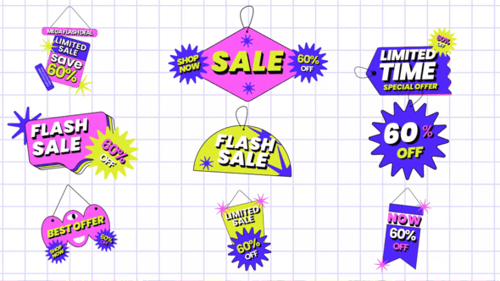Animated Retro Flat Design Sale Offer Badges