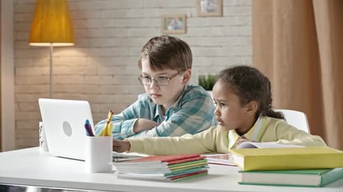 Children Working on a Computer at Home