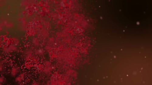 Abstract Red Fluid Particles Motion Background