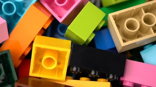 Colorful Toy Building Blocks Close Up