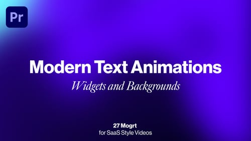 Ajustes preestablecidos, widgets y fondos de tipografía cinética moderna para Saas Promo