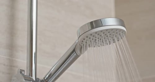Shower Head with Running Water Close Up