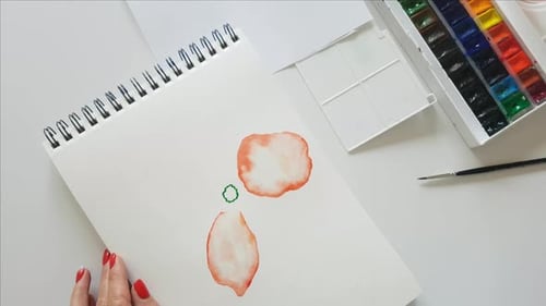 Painting flower with watercolors close up