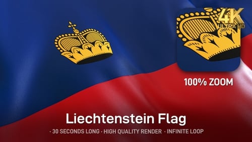 Waving Liechtenstein Flag Animated Background