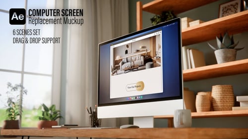 Modern Monitor Display with Seamless Camera Movement and Website Interface