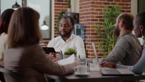 Close Up of African American Man Working on Business Project