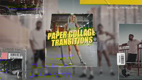 Dynamic Paper Collage Photo Transitions with Grungy Elements