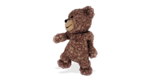 Animated Brown Teddy Bear Walking Loop on White Background