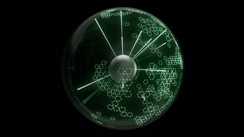 Energy Pulsing Neon Green Ball on Black Background