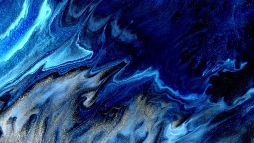 Abstract Blue and Silver Paint Swirl