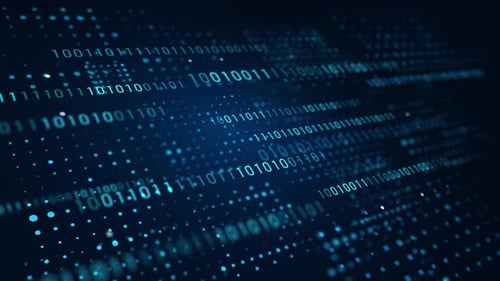 Código de matriz binária na tela digital