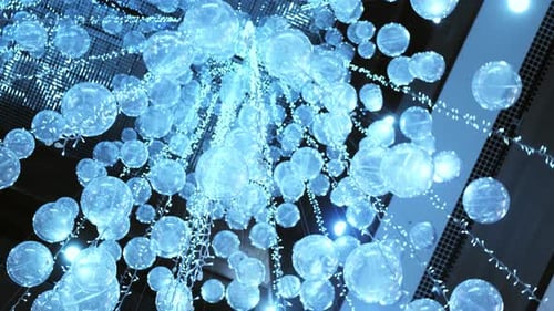 Suspended Spherical Christmas Lights in Cool Blue